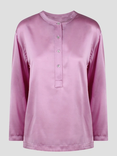 Tom Ford Silk Satin Shirt In Pink & Purple