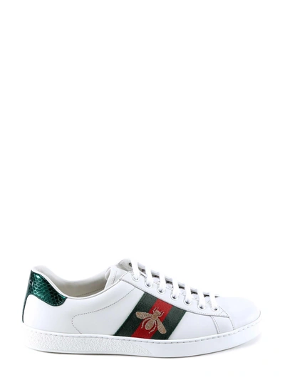 GUCCI LEATHER SNEAKERS WITH ICONIC WEB BAND