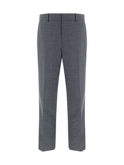 Helmut Lang Striped Relaxed Fit Trousers In Gray Melange