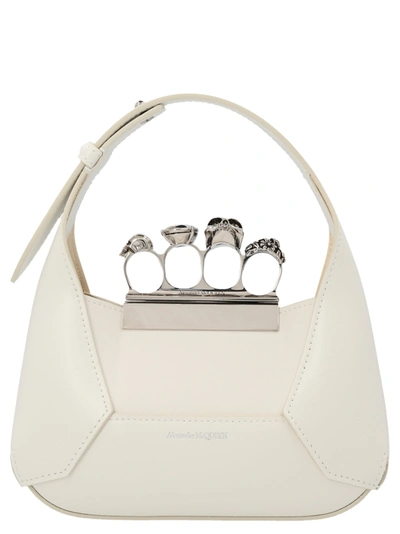 Alexander Mcqueen The Jewelled Hobo Mini Hand Bags White In 9210 Soft Ivory