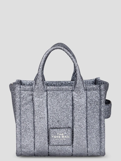 Marc Jacobs The Mini Tote Glitter Leather Bag In Metallic
