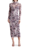 AFRM SHAILENE FLORAL TURTLENECK LONG SLEEVE MESH DRESS