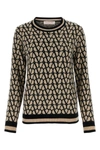 Valentino Toile Iconographe Jumper In Wool And Jacquard In Beigenero