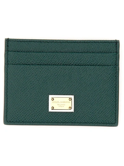 Dolce & Gabbana Logo Plaque Cardholder In Green