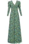 Saloni Margot Maxi Silk Dress In Blue, Green