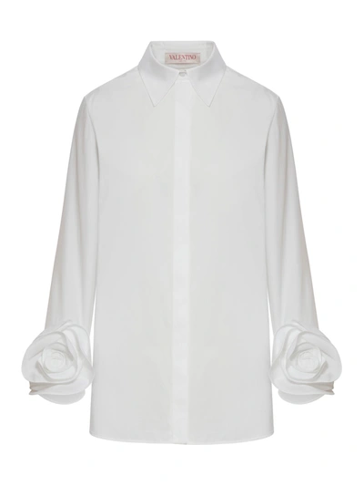 Valentino Shirt Solid Cotton Popeline In White