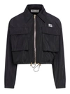 Miu Miu Technical Silk Blouson Jacket In Black