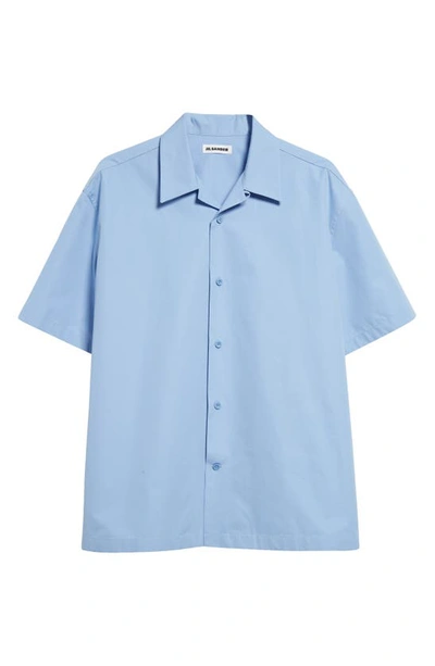 Jil Sander Short-sleeve Cotton Shirt In Light Blue