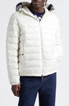 Moncler Cornour Quilted Full Zip Hooded Down Jacket In Silk White
