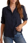 Bella Dahl Split Back Buttondown Shirt In Vintage Black In Endless Sea
