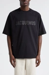 Jacquemus 'le T-shirt Typo' Black Crewneck T-shirt With Logo Lettering On The Front