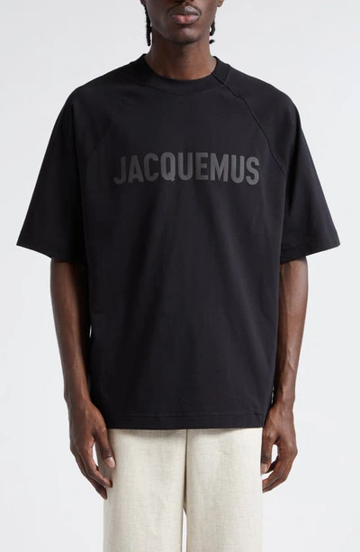 Jacquemus 'le T-shirt Typo' Black Crewneck T-shirt With Logo Lettering On The Front