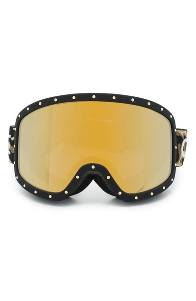 Celine Men's Logo Strap Ski Mask Goggles In Black/yellow Mirrored Solid