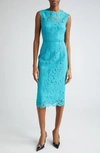 Dolce & Gabbana Floral-lace Sleeveless Midi Dress In B4469turchese