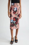 DOLCE & GABBANA DOLCE&GABBANA ROSE PRINT CHARMEUSE PENCIL SKIRT