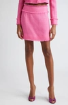 Dolce & Gabbana Frayed Wool-blend Tweed Mini Skirt In Rosa