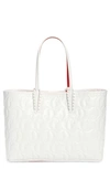 Christian Louboutin Cabata Small Cl-embossed Tote Bag In Bianco/ Bianco