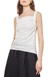 Ming Wang Front Drape Sleeveless Top In White