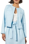 MING WANG BRAIDED TRIM OPEN FRONT JACKET