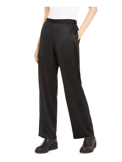 Eileen Fisher Womens Satin Office Straight Leg Pants In Black