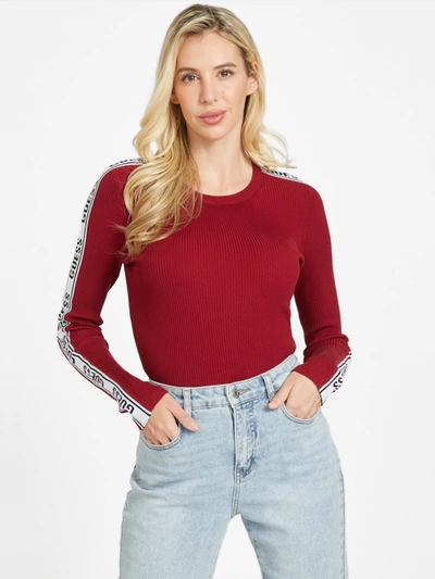 Guess Factory Jasmine Logo Sweater In Red