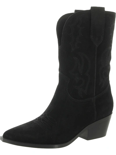 Nine West Yodown Womens Suede Pointed Toe Cowboy, Western Boots In Black