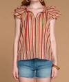 OLIVIA JAMES THE LABEL ASTRID BLOUSE IN STRAWBERRY STRIPES