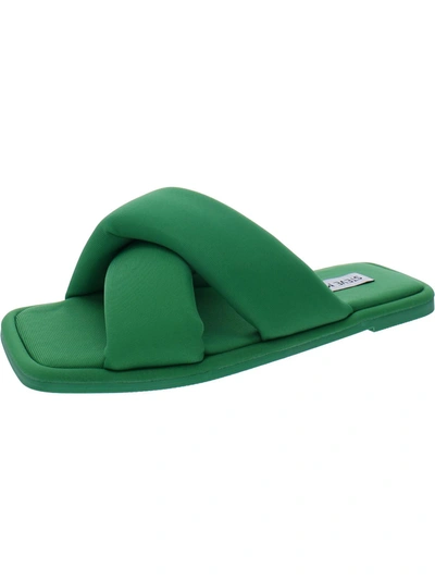 Steve Madden Dixie Womens Slip-on Square Toe Slide Sandals In Green