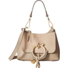 SEE BY CHLOÉ WOMEN'S JOAN LEATHER AND SUEDE MINI HOBO BAG IN MOTTY GREY