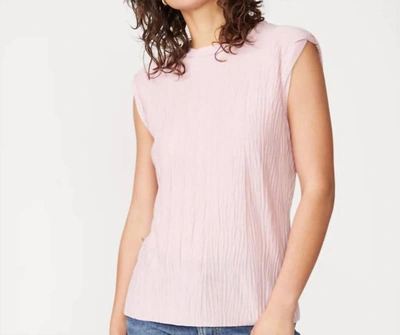 Stateside Knit Plisse Shortsleeve Top In Pink