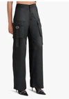 Steve Madden Ace Wide Leg Satin Cargo Pants In Black