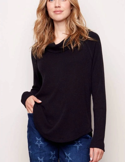 Charlie B Cowl Neck Sweater In Black