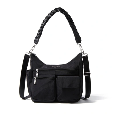 Baggallini Women's Modern Everywhere Bag With Braided Shoulder Strap In French Navy