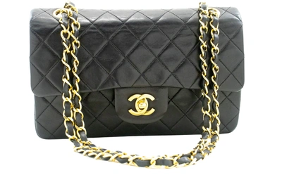 Pre-owned Chanel Double Flap Leather Shoulder Bag () In Black