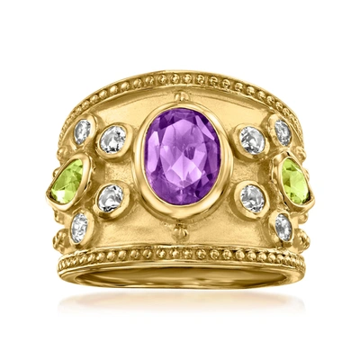 Ross-simons Amethyst And . Peridot Ring With . White Topaz In 18kt Gold Over Sterling In Purple