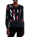 Nic + Zoe Falling Stripes Cotton Blend Sweater In Pink