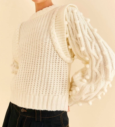 Farm Rio Braided-detail Chunky-knit Jumper In White