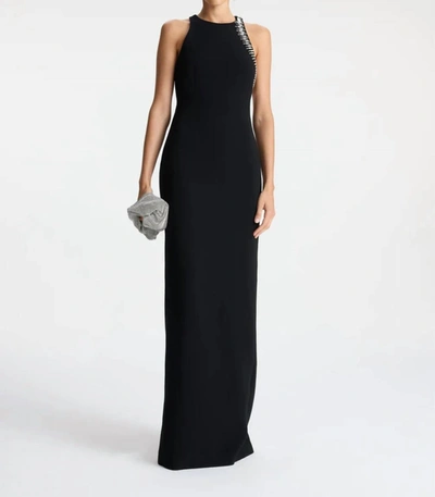 A.l.c Skyler Open-back Crystal-embellished Cady Gown In Black