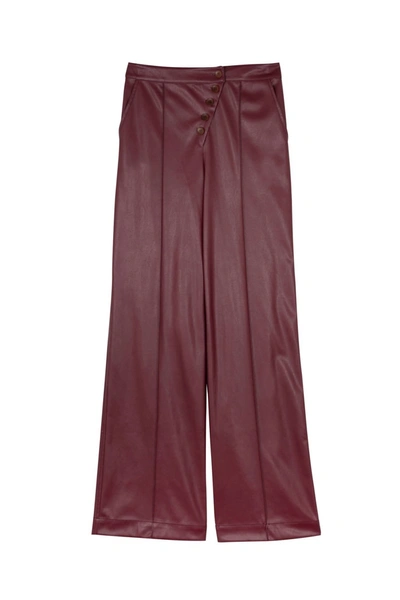Jonathan Simkhai Women's Vegan Leather Full Pant In Mulberry In Red