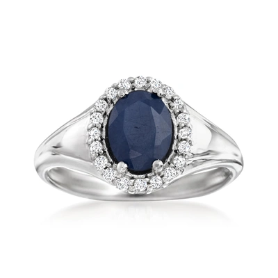 Ross-simons Sapphire And . White Topaz Ring In Sterling Silver In Blue