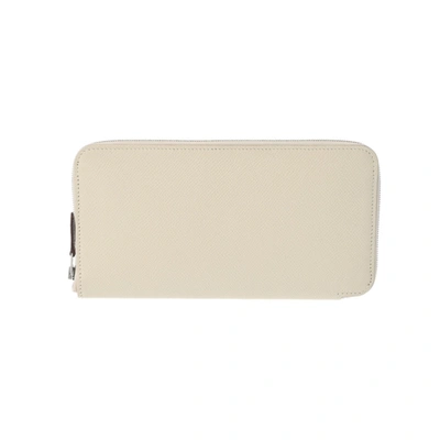 Hermes Azap Leather Wallet () In White