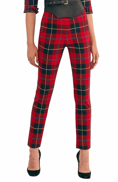Gretchen Scott Gripeless Pull On Pant - Plaidly Cooper In Red Multi/plaid