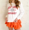 WKNDER SELF LOVE UNIVERSITY GRAPHIC SWEATSHIRT IN WHITE