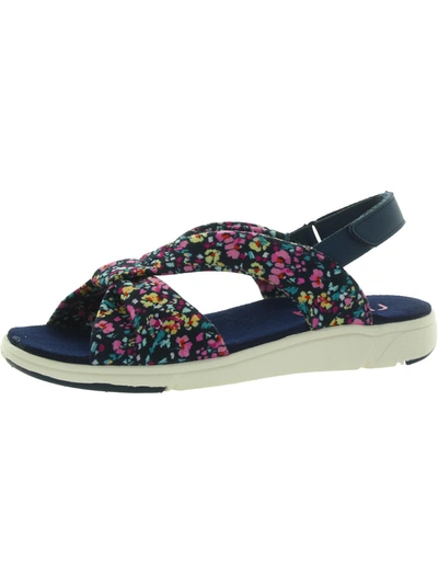 Ryka Floral Womens Floral Hook & Loop Slide Sandals In Blue