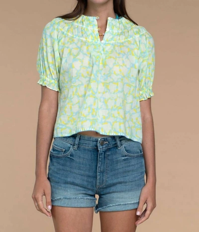 Olivia James The Label Daisy Top In Abstract Geo In Yellow