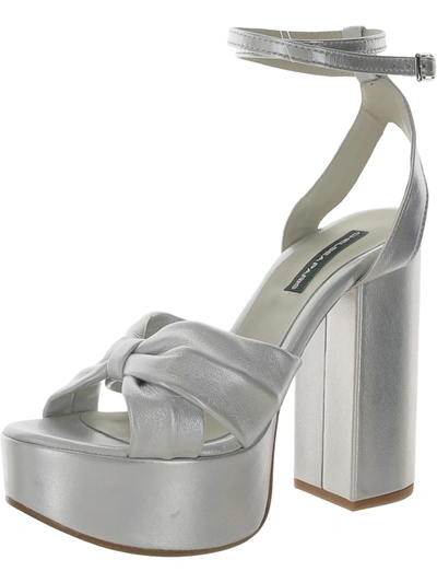 Chelsea Paris Zasa Womens Leather Ankle Strap Platform Sandals In Silver