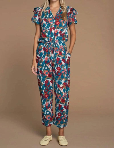 Olivia James The Label Charlotte Jumpsuit In Abstract Floral In Multi