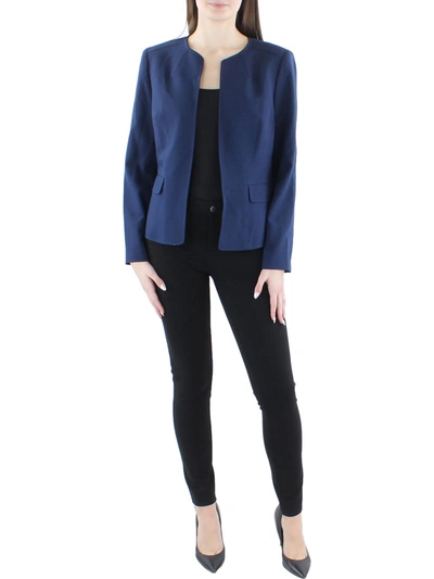 Le Suit Womens Knit Long Sleeves Open-front Blazer In Blue