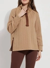 LYSSÉ IRIS QUILTED JERSEY PULLOVER IN WARM BISCUIT