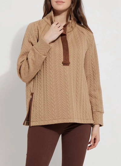 Lyssé Iris Quilted Jersey Pullover In Warm Biscuit In Multi